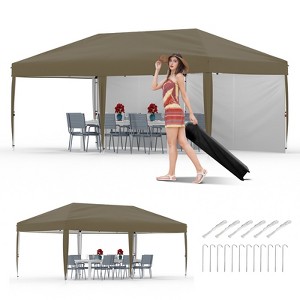 10x20 Heavy Duty Pop Up Canopy Tent w/Roller Bag, 4 Weight Bags, 8 Stakes & 6 Guy Ropes - 3 Height Adjustable - 1 of 4