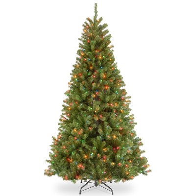 National Tree Company Pre-Lit Artificial Full Christmas Tree, Green, North Valley Spruce, Multicolor Lights, Includes Stand, 6.5 Feet