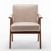 TIRAMISUBEST Mid-Century Accent Chair - Modern Upholstered Armchair with Wood Legs, Plush Microfiber for Living Room, Light Camel - 3 of 4
