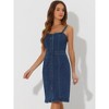 Allegra K Women's Button Down Sweetheart Neckline Sleeveless Summer Knee Length Denim Bodycon Sundress - 4 of 4