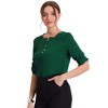 Allegra K Women's Square Split Neck Pleated Short Sleeve Office Work Top - 2 of 4
