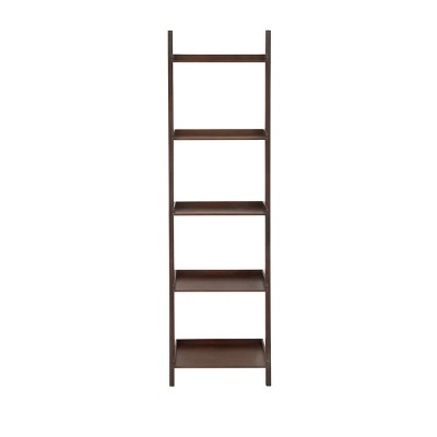 69" Brown Wooden 5-Tier Ladder Shelf