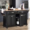 Wood Top Kitchen Island Cart with Wheels, Drawers, Spice Rack, Rolling Storage Cabinet for Kitchen or Dining – The Pop Home - 3 of 4