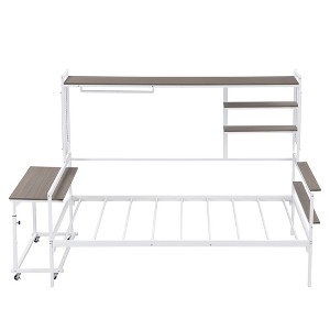 TiramisuBest Twin size Metal Daybed with Movable Desk - White Metal Design - 1 of 4