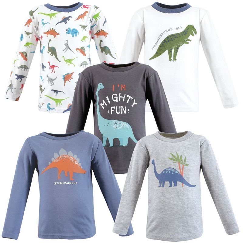 Hudson Baby Infant and Toddler Boy Long Sleeve T-Shirts, Dinosaur, 1 of 8