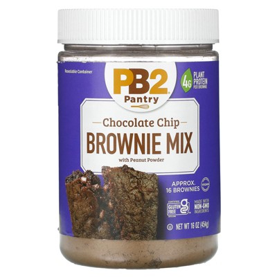 PB2 Foods Chocolate Chip Brownie Mix with Peanut Powder, 16 oz (454 g)