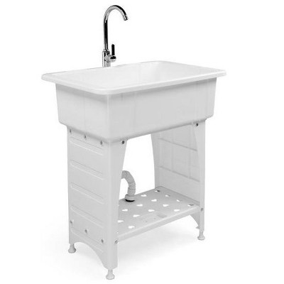 Winado Utility Sink Washing Room Sink Laundry Tub with Faucet & Shelf