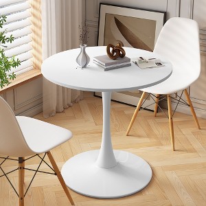32"Modern Round Dining Table with Printed White Marble Table Top and MDF Table Top - 1 of 4