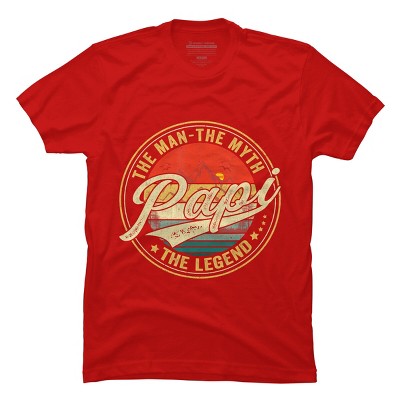 Men's Design By Humans Vintage Sunset Papi, The Man, Myth, Legend By COVI T-Shirt