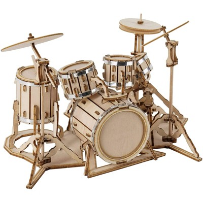 ROBOTIME 3D Jigsaw Puzzle Wooden DIY Model Drum Craft Adorable Home Decoration for Teens, 7.5"*5.3"*4.3"