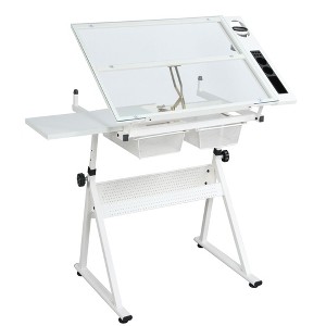 SEVOBAL Desks Adjustable Drawing Table with Stool, Storage, Professional Drafting Desk for Artists, Students, Home Office, White, 39.21"*28.13"*6.25" - 1 of 4