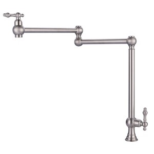 WOWOW  Deck Mounted Pot Filler with Double Handle and Joint Swing Arm in Brushed Nickel - 1 of 4