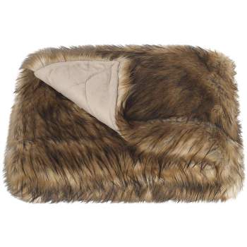 Faux Raccoon Throw Blanket - Warm Brown - 50" x 60" - Safavieh .