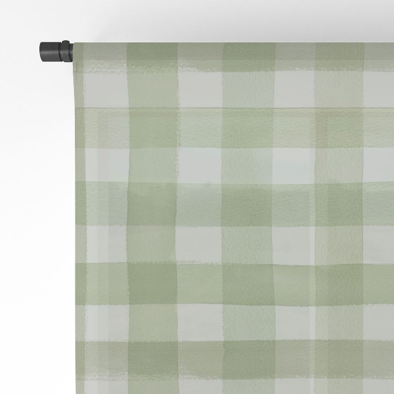 Ninola Design Watercolor Gingham Salad Green Single Panel Sheer Window Curtain - Deny Designs, 4 of 7