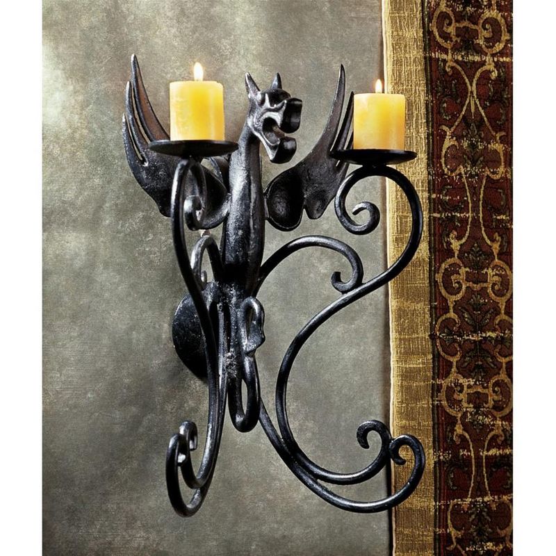 Design Toscano Castle Dragon Iron Wall Sconce, 2 of 6
