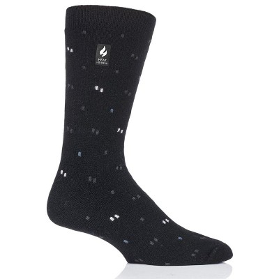 Heat Holders® Men's Micro Pattern ULTRA LITE™ Socks | Thermal Yarn | Lightweight Winter Socks Tight Fit Shoes | Warm + Soft, Hiking, Cabin, Cozy at Home Socks | 3X Warmer Than Cotton