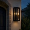 ALOADECOR Modern Rectangular Outdoor Wall Sconce with Dusk-to-Dawn Sensor in Matte Black Exterior Light Fixture with Clear Shade for Porch Entryway - 2 of 4
