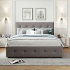 1 Queen Upholstered Bed Frame, Linen Fabric with Drawers and Twin XL Trundle, No Box Spring Needed, Tufted Headboard - Baofuwish - 2 of 4