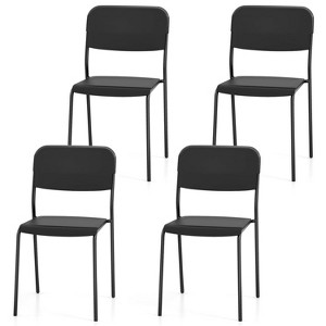 ADILE Metal Dining Chairs Set of 4, Stackable Lightweight Kitchen Chairs, Black - 1 of 3