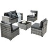 XIZZI 6 PCS Patio Furniture Set, Wide Armrest Outdoor Sectional Sofa, All Weather PE Rattan Outside Conversation Set with Coffee Table, Black - 2 of 4