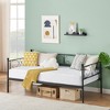 Twin Metal Daybed Frame w/Trundle Option - Floral Scroll Headboard, Steel Slats, No Box Spring Needed, 350Lb Capacity, Black/White/Gold - 2 of 4