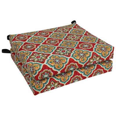 Blazing Needles, 20-inch by 19-inch Patterned Outdoor Spun Polyester Chair Cushions (Set of 2)