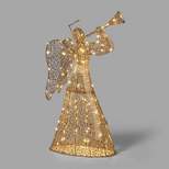 46" Gold Mesh Fabric Trumpeting Angel LED Novelty Sculpture - Wondershop™