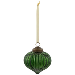 Northlight 3" Green Crackle Glass Onion Christmas Ornament - 1 of 4