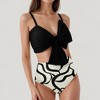 Anna-Kaci Swim Women's Knot Front Bikini Top and High Waist Abstract Print Bottom Two-Piece Swimsuit - 4 of 4