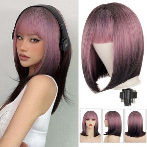 Jessie's Wig 14inch Bob Wig Synthetic Wigs Omber Black Pink Black1 Pc/Pack - 1 of 4