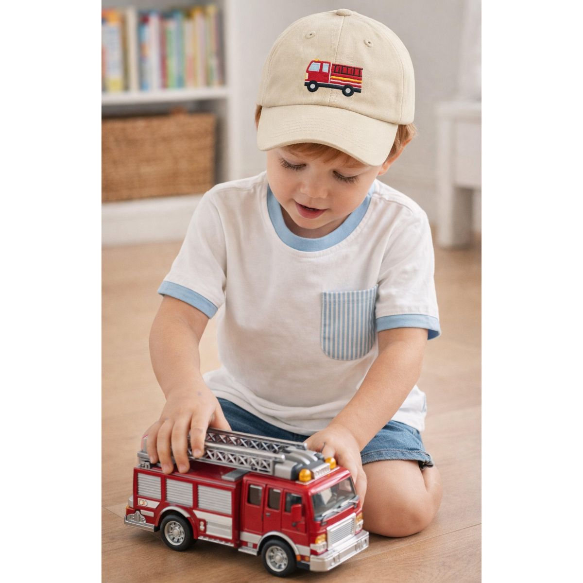 Bits & Bows Boys' Firetruck Baseball Hat - thumbnail 2