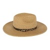 Karen Keith Women's Braided Toyo Fedora Sun Hat with Leopard Hat Band - 2 of 4