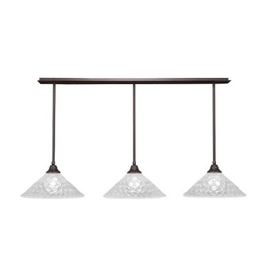 Toltec Lighting Stem 3 - Light Chandelier in  Dark Granite with 16" Italian Bubble Shade