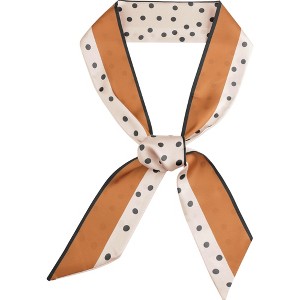 Elerevyo Women Polka Dots Striped Skinny Satin Long Neck Scarves 47.2"x2.4" 1 Pc - 1 of 4