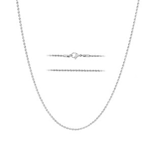 KISPER 24k White Gold Rope Chain Necklace –Thin, Dainty, White Gold Plated Stainless Steel Jewelry for Women & Men with Lobster Clasp - 1 of 4
