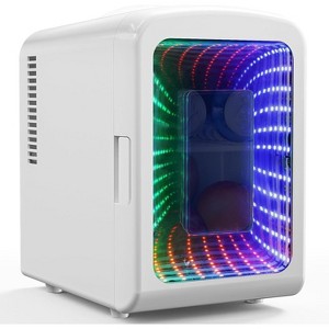ZAFRO Mini Compact Refrigerator with Gaming Light, 4L Capacity/6 Cans Portable Mini Fridge, for Bedroom,Car,Office and Dorm, White - 1 of 4