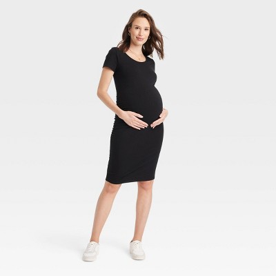 Short Sleeve Essential T-Shirt Maternity Dress - Isabel Maternity by Ingrid & Isabel™ Black L