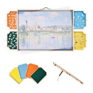 VEVOR 1000 Piece Rotating Puzzle Board with 4 Colorful Felt Drawers and Cover, 29x21 in Portable Wooden Table, Gray - 1 of 4