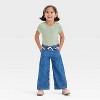 Toddler Girls' Wide Leg Pull-On Pants - Cat & Jack™ Blue - 3 of 3