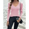 Zeagoo Fall Sweaters for Women 2024 Casual Long Sleeve Shirts V Neck Pullover Puff Slim Fit Tops - 4 of 4