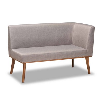 Odessa Mid-Century Modern Walnut Brown and Gray 3-Piece Dining Nook Set