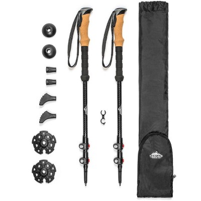 Cascade Mountain Tech 3K Carbon Fiber Quick Lock Trekking Poles - Cork Grip