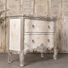 Chic Distressed White Nightstand with 2 Drawers and Decorative Scalloped Design, Vintage Bedroom Furniture, 1pc - 4 of 4