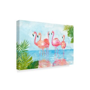Trademark Fine Art -Marietta Cohen Art And Design 'Flamingos And Leaves' Canvas Art - 1 of 3