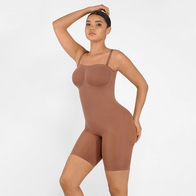 Feelingirl Women's Seamless Strapless Sculpting Bodysuit Light Brown XL