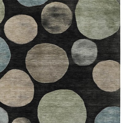 HomeRoots 8' X 10' Black Fern Green And Teal Blue Geometric Washable Indoor Outdoor Area Rug
