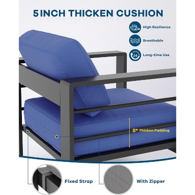 5 inch thick cushion details with fixed strap and zipper