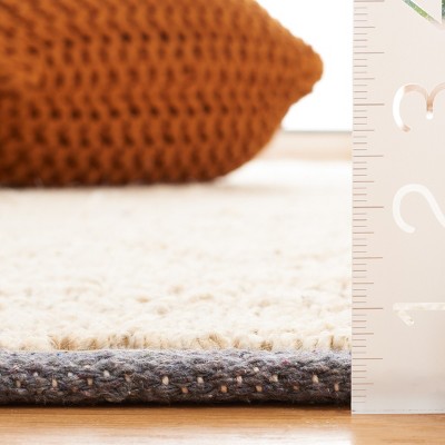 Bleach and Black Handmade Jute Wool Square Area Rug 6'x6'
