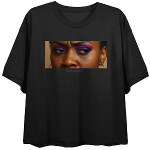 Holy Airball, Close Up Shot on Black Short Sleeve Adult Crop T-Shirt - 1 of 3