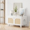 MAYEERTY 31*20" Flip-Top Hidden Cat Box Cabinet with Rattan Doors & Dual Entrances, White - 3 of 4